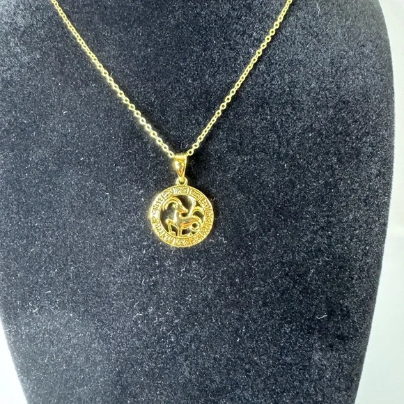 Gold Zodiac Capricorn Pendant Necklace - Picture 3 of 5